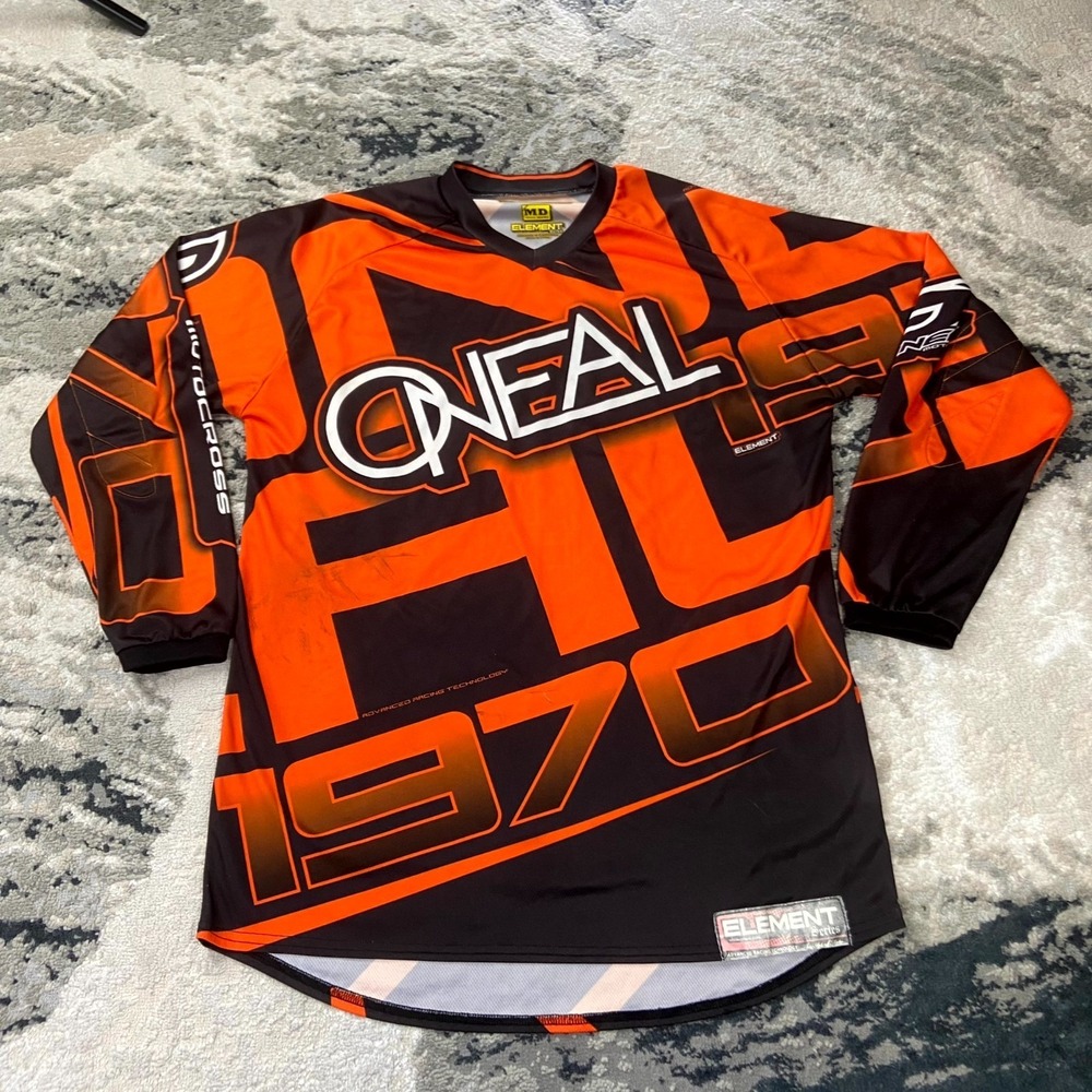 Y2K‎ O'Neal AOP Element Motocross Jersey Sz M Orange Racing Off Road Biker